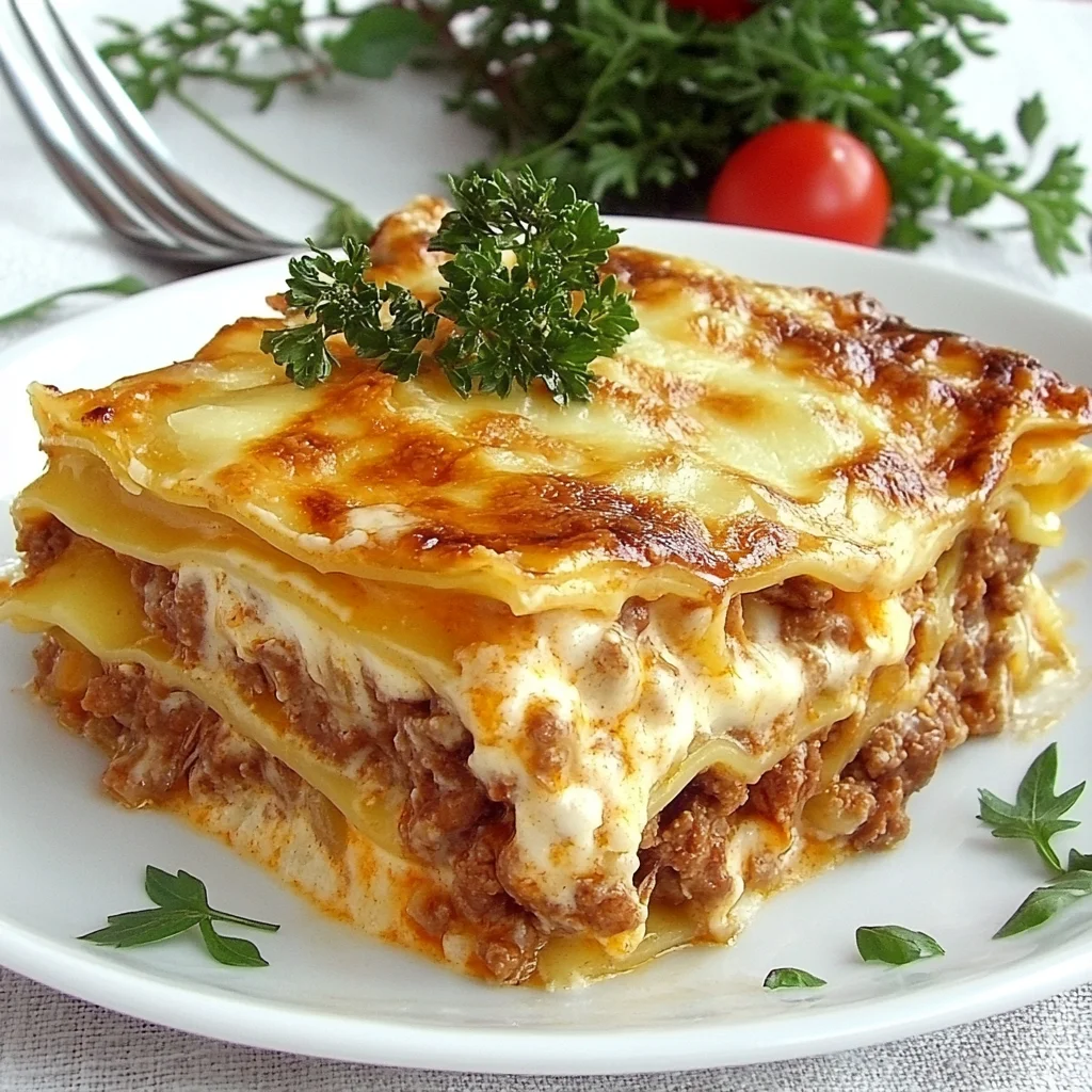 lasaña de carne con bechamel