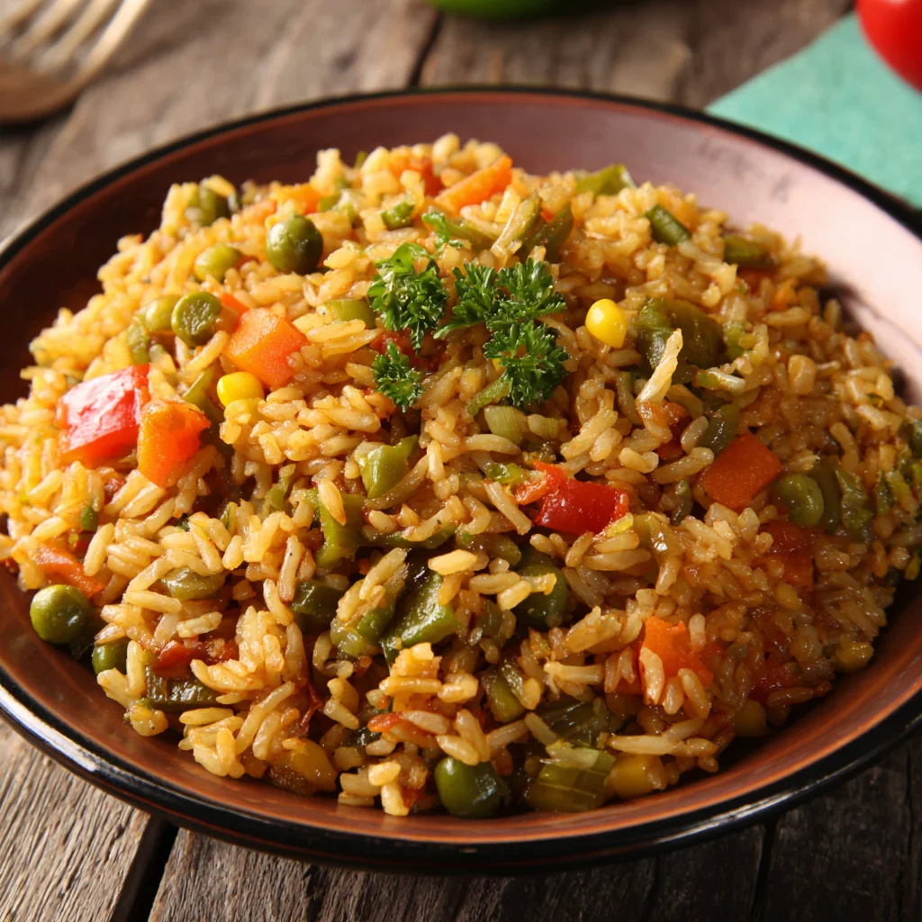 Arroz frito con verduras