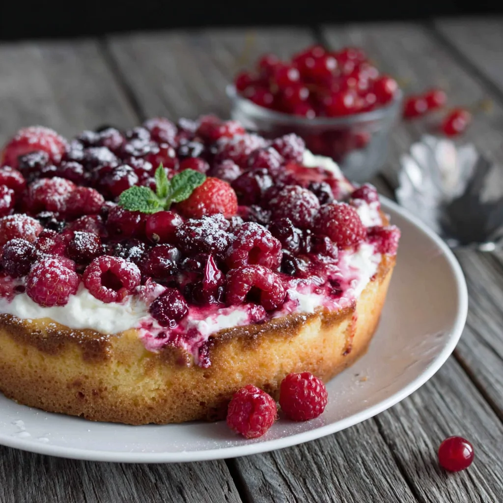 Tarta de yogur y frutos rojos