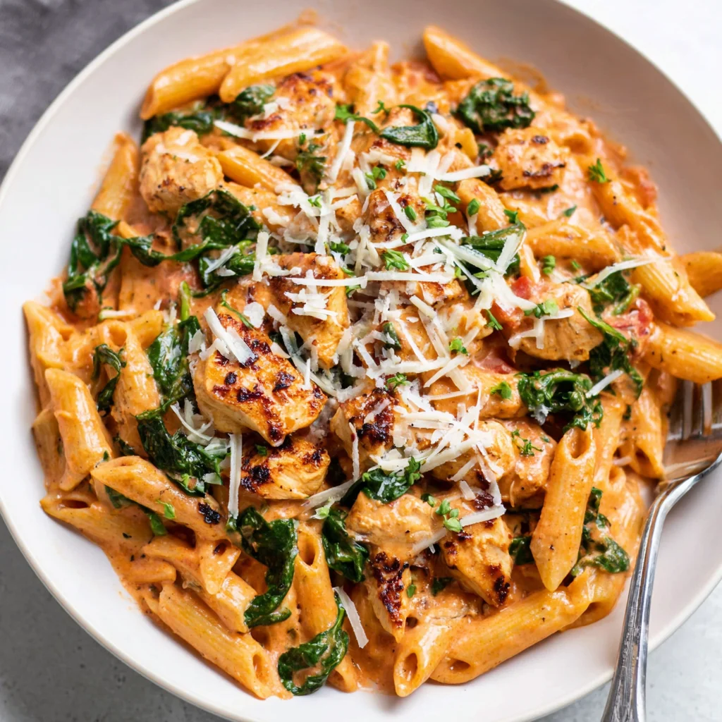 Tomato Spinach Chicken Pasta