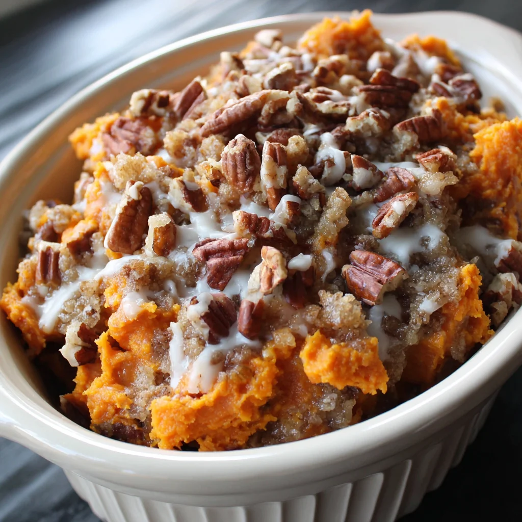 Easy Crock Pot Sweet Potato Casserole