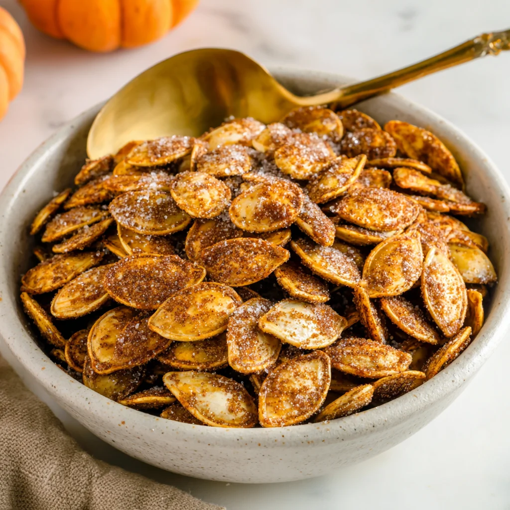 Roasted Pumpkin Seeds with Cinnamon Sugar