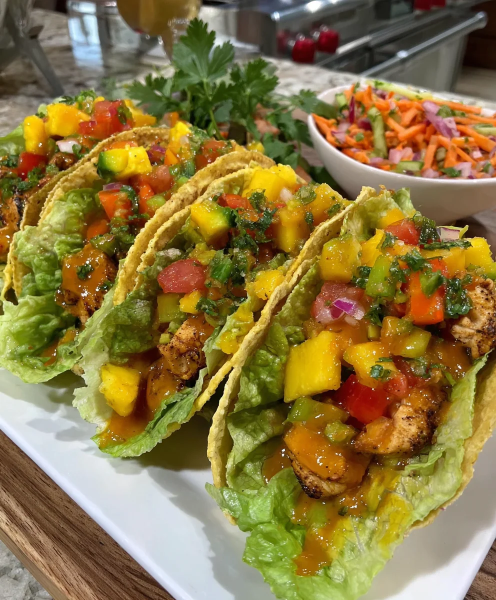 Tacos de Lechuga con Pollo Thai