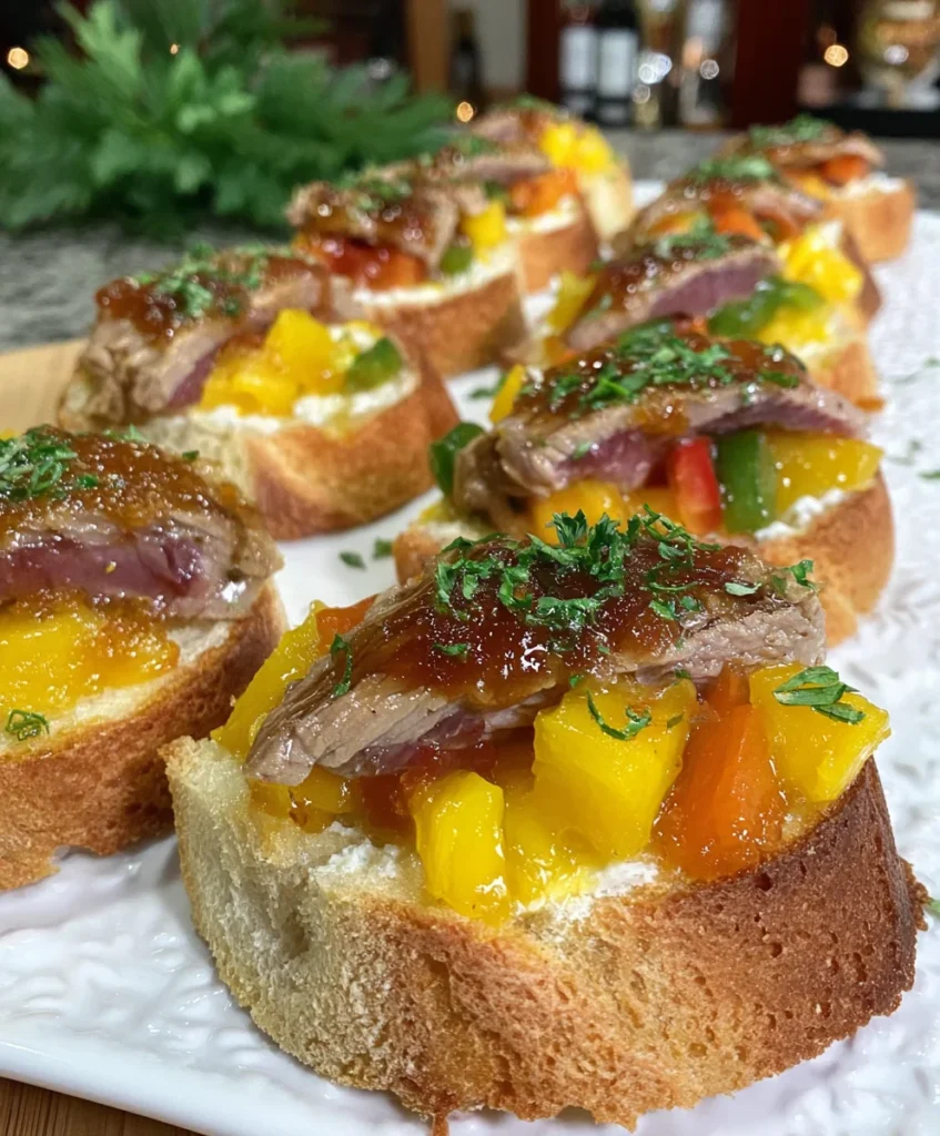 Crostinis de Pato y Cebolla Caramelizada